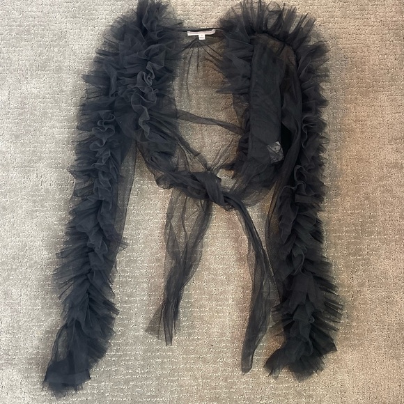 Hot & Delicious Accessories - Black see through ruffled crop cover up